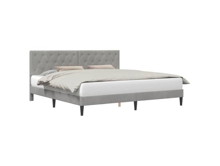 PUGYNBK Bettgestell Hellgrau 180 x 200 cm Samt Robustes Sperrholz, modernes Kopfteil, fester Lattenrost, einfache Reinigung