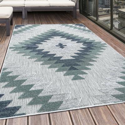 Outdoorteppich AYYILDIZ TEPPICHE "BAHAMA 5154", blau, B:80cm H:8mm L:250cm, Polypropylen, Teppiche, Outdoorteppich, Läufer, Flachflor mit Hoch-Tief-Struktur, In-und Outdoor geeignet