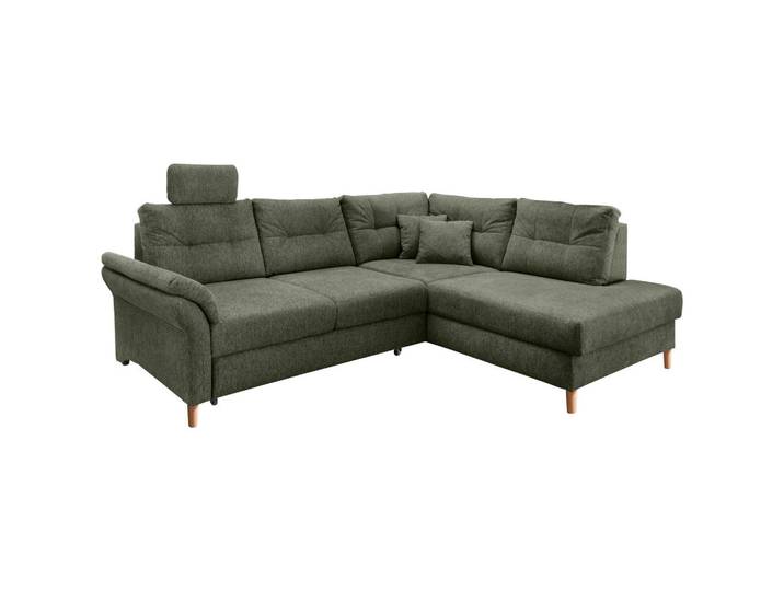 Ecksofa, Dunkelgrün, 264x206 cm, Textil, 4-Sitzer & Liegefunktion, Modern, Livetastic