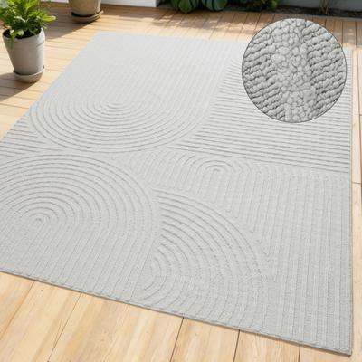 Teppich OTTO HOME "Jola, In- und Outdoor geeignet, Hoch-Tief-Design, Scandi", grün (grau), B:60cm H:9mm L:90cm, Kunstfaser, Teppiche, Teppich, Hoch-Tief-Struktur, Zen, Wetterfest & UV-beständig, Balkon, Camping