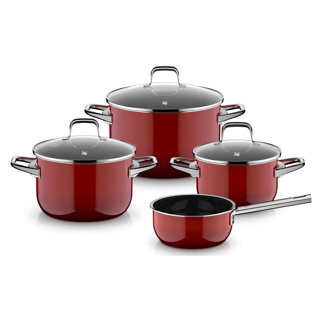 WMF Fusiontec Essential Pro 4-tlg. Kochgeschirr-Set, Passion Red, Fusiontec Material, kratzfest (3201114237)
