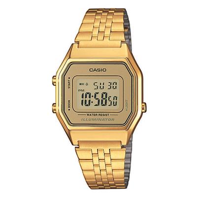 Chronograph CASIO VINTAGE, gold (goldfarben, gelbgoldfarben), Armbanduhren, Damen, Chronograph, Quarzuhr, Armbanduhr, Damenuhr, Digitaluhr, Edelstahlarmband
