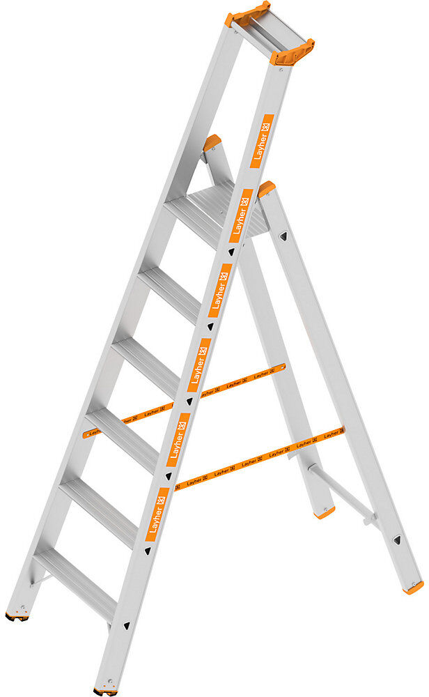 Stufen-Stehleiter, einseitig begehbar, 6 Stufen inkl. Plattform Layher