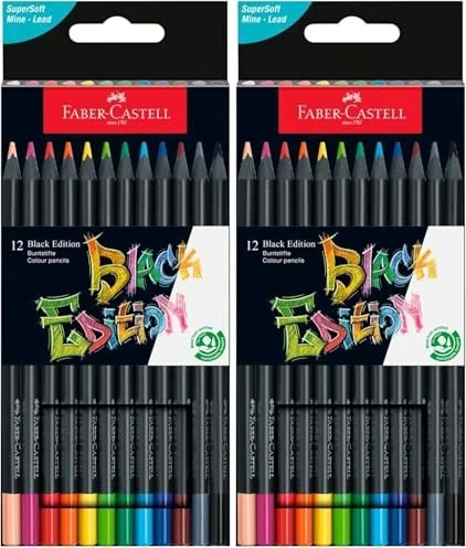 FABER-CASTELL Black Edition Neon/Pastell, 12 Farben