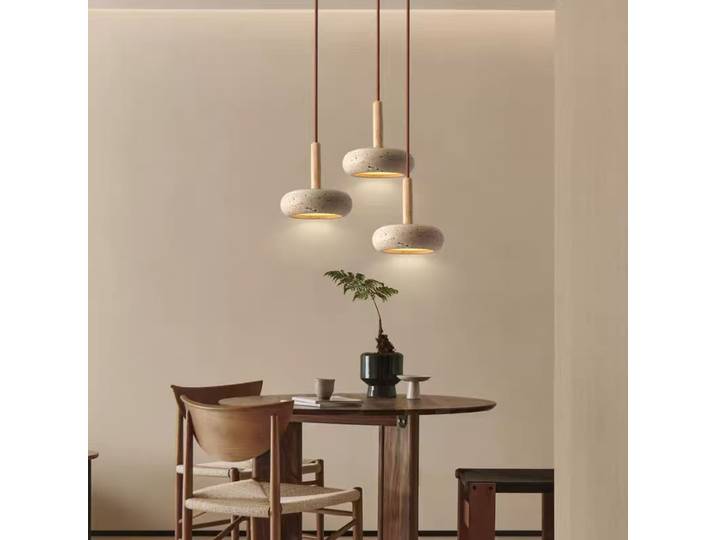 Japonais Wabi-sabi Style crémeux Huang Dong pierre pendentif LED lumières lampes créatives pour salon décoration de la maison lustres
