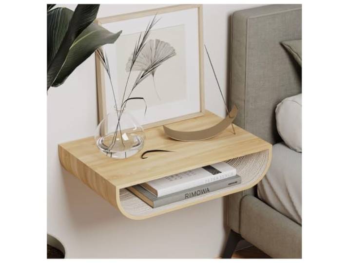 EWART WOODS Schwebender Nachttisch, Walnussholz, Nachttisch, Wandhalterung, Bett-Nachttisch für Schlafzimmer, Beistelltisch aus Holz, Eingangsmöbel (Ash)