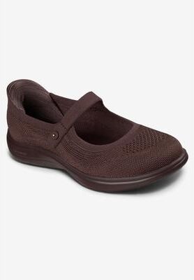 Women's The Slip Ins™ On the Go Mary Ann Flat by Skechers in Chocolate (Size 9 M)