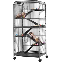 VEVOR Kleintierkäfig Frettchenkäfig Kleintiergehege 635x435x1330 mm, Frettchen Chinchillas Gleithörnchen Kleine Katzen & Kaninchen 6-Stöckig 25,4 mm Drahtabstand Feststellbare Schwenkrolle