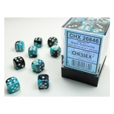 Chessex Würfel - 12mm - Gemini Black-Shell/white (Würfelset 36 x W6) 292659