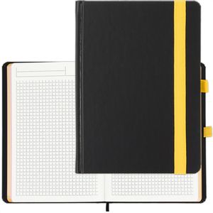 Geiger Notizbuch Color-Book, Karton Hardcover, schwarz / gelb, 96 Blatt / 192 Seiten, 90 g/m², kariert, A5