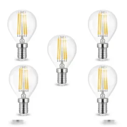 V-Tac 5x E14 Filament LED Leuchtmittel Leuchte Birne Kugel 4w 470 Lumen Eck klar Glas warmweiß (2700K)