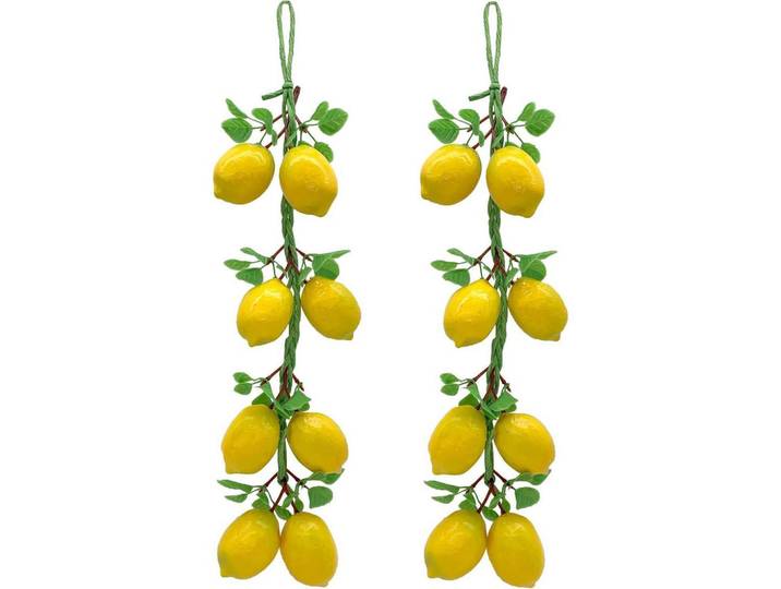 Dekoration Zopf künstliche Zitronen 2-teiliges Set, Gelb, Kunststoff, 2 cm, Dekoration, Blumen & Blumentöpfe, Kunstpflanzen
