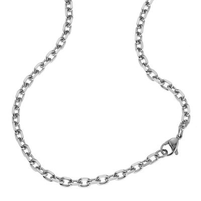 Collierkettchen ZEEME "Edelstahl Ankerkette 4mm breit", grau, Halsketten, Damen, 42cm, Edelstahl, L: 42 B: 4mm, glänzend, B:4mm