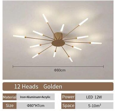 Uplift Picks Nordic Flower LED Ceiling Light Modern Sputnik Chandelier gold (12 Head) natural Light 4000k