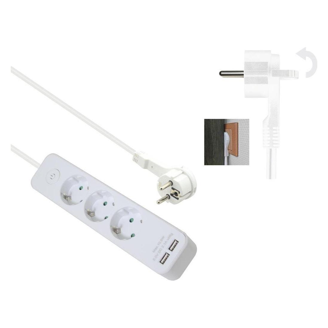 Helos Steckdosenleiste ADVANCED, 3-fach, USB-Charger weiss, 1,5m, mit Schalter Robustes ansprechendes Desi (3x, CEE 7/3, USB-A, 1.50 m) (262817)
