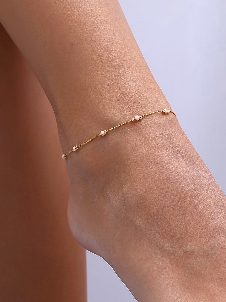 Nakkash Vergold. Fußkettchen mit Kristallen - onesize