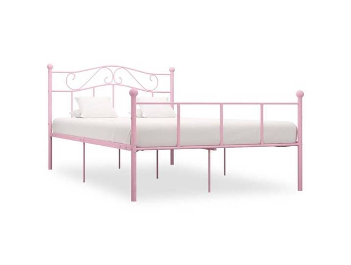 Cadre de lit en métal - UU - Rose - 160x200 cm - Métal - Hauteur 28 cm - 208x167 5x95 cm - Sommier à lattes inclus
