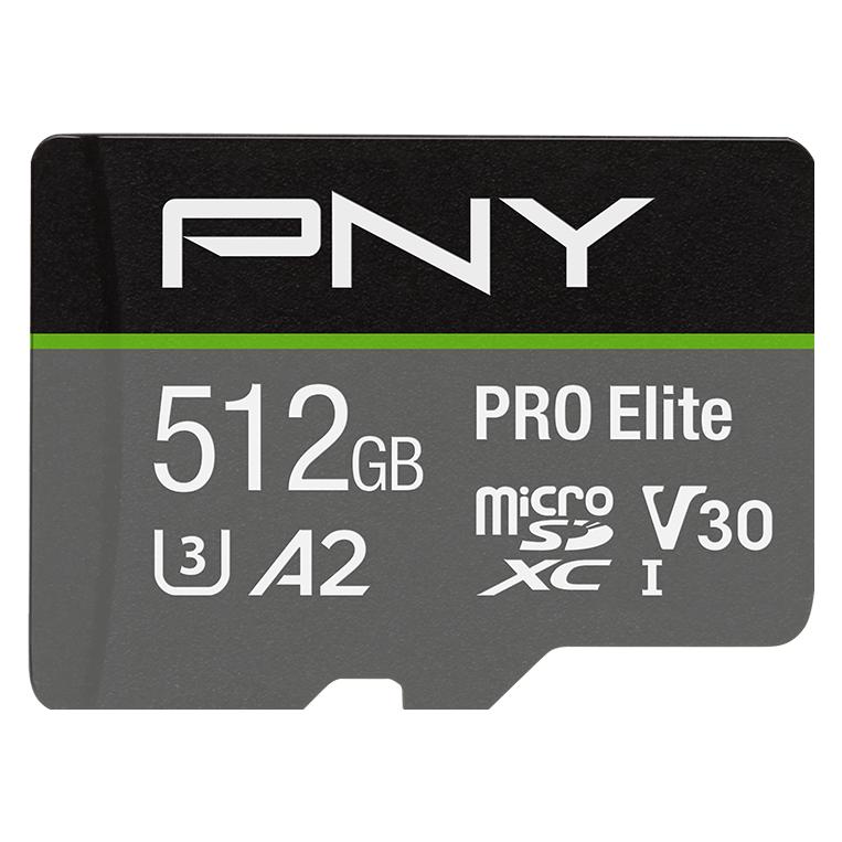 PNY Pro Elite (512 GB, microSDXC, U3, UHS-I) (P-SDUX512U3100PRO-GE)