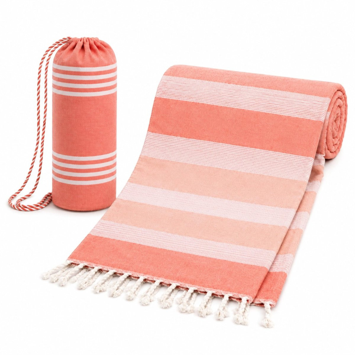 Omgoods Grote Strandhanddoek met Tas, Fouta met Strepen en Franjes