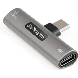 StarTech USB-C-Audio- und Ladeadapter - USB-C Audioadapter mit USB-C-Audio-Kopfhörer-/Headset-Anschluss und (Zubehör), Audio Adapter, Silber