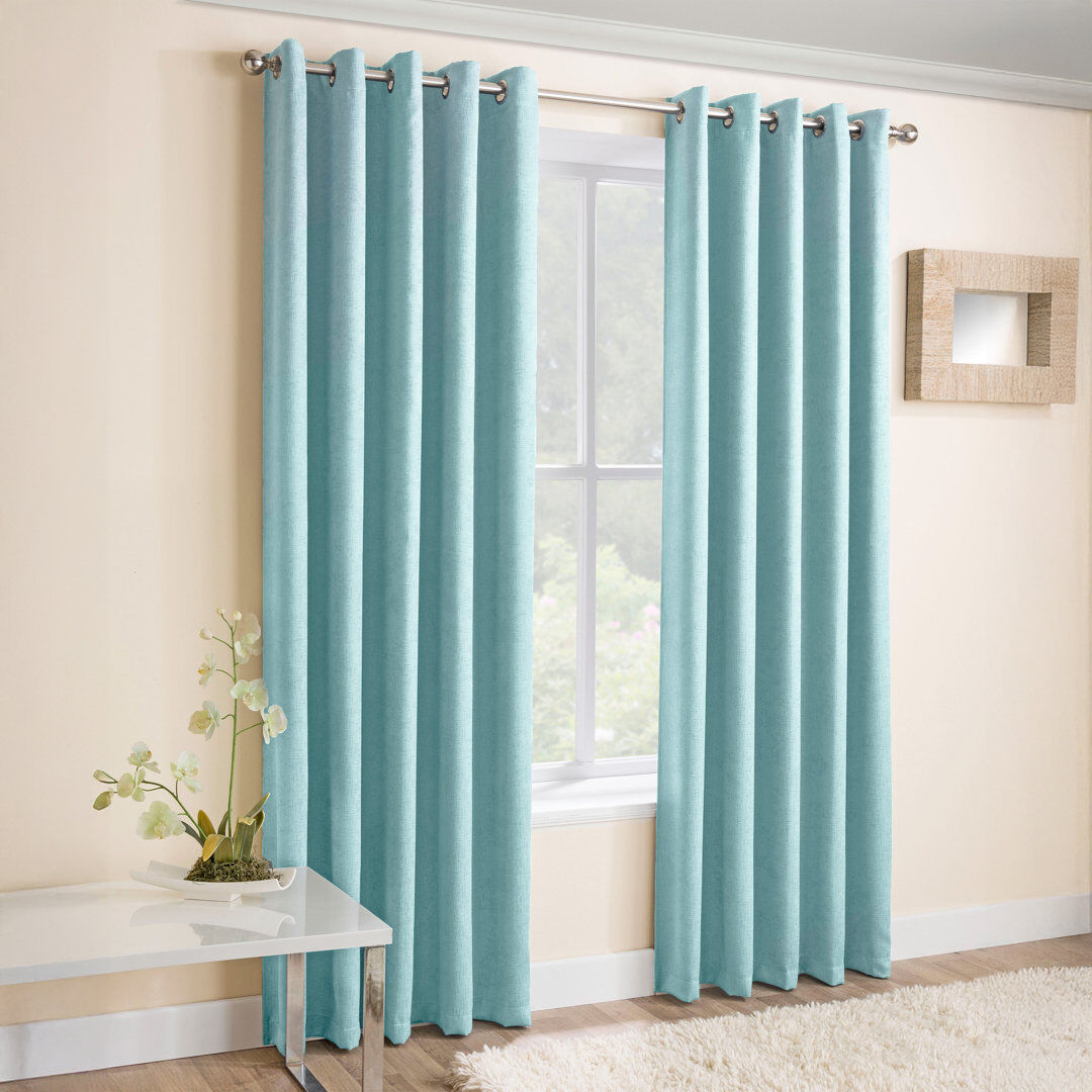 Wayfair Basics™ Biller Eyelet Thermal Light Reducing Curtain Blue 229cm Width x 229cm Drop