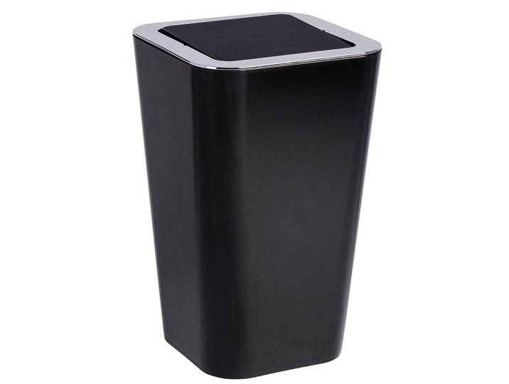 Wenko Abfallkorb Candy Black 6 l 18/18/29 cm, Schwarz, Kunststoff, 18x29x18 cm, Badaccessoires, Abfalleimer