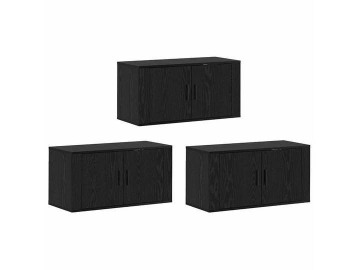 vidaXL TV-Schrank Wand-TV-Schrank Set 3 stk. Schwarz Eichen-Optik Holzwerkstoff (3-St)