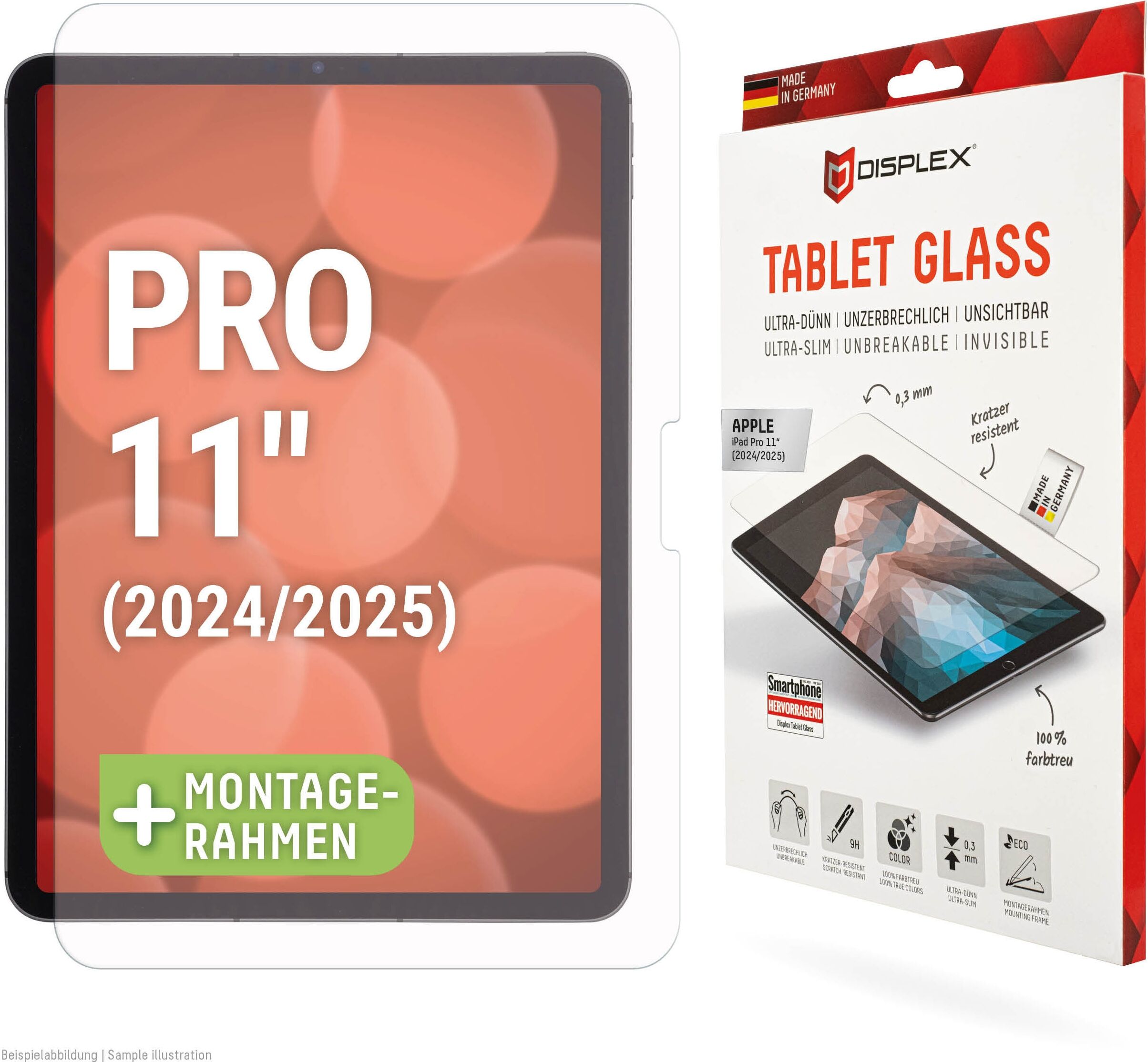 Displex Displayschutzfolie "Tablet Glass", transparent, B:18,9cm H:1,8cm T:299mm, Displayfolien, Displayschutz, Bildschirmschutz, kratz & stoßfest, einfaches Anbringen, Displayschutzfolie