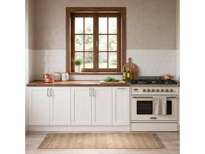 Cuisine Complète sans Plan de Travail 3 éléments L240x61.5 Blanc