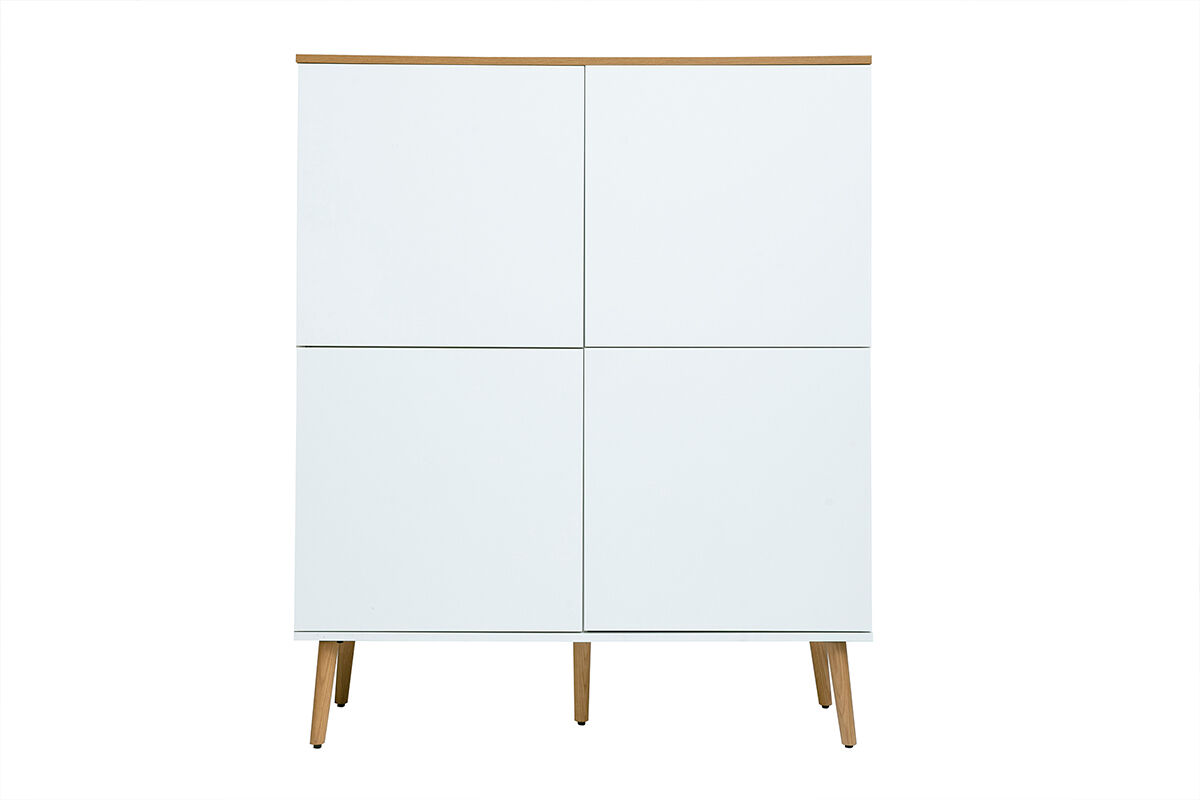 Miliboo Buffet haut scandinave finition bois clair chêne et blanc L110 cm ANDERS