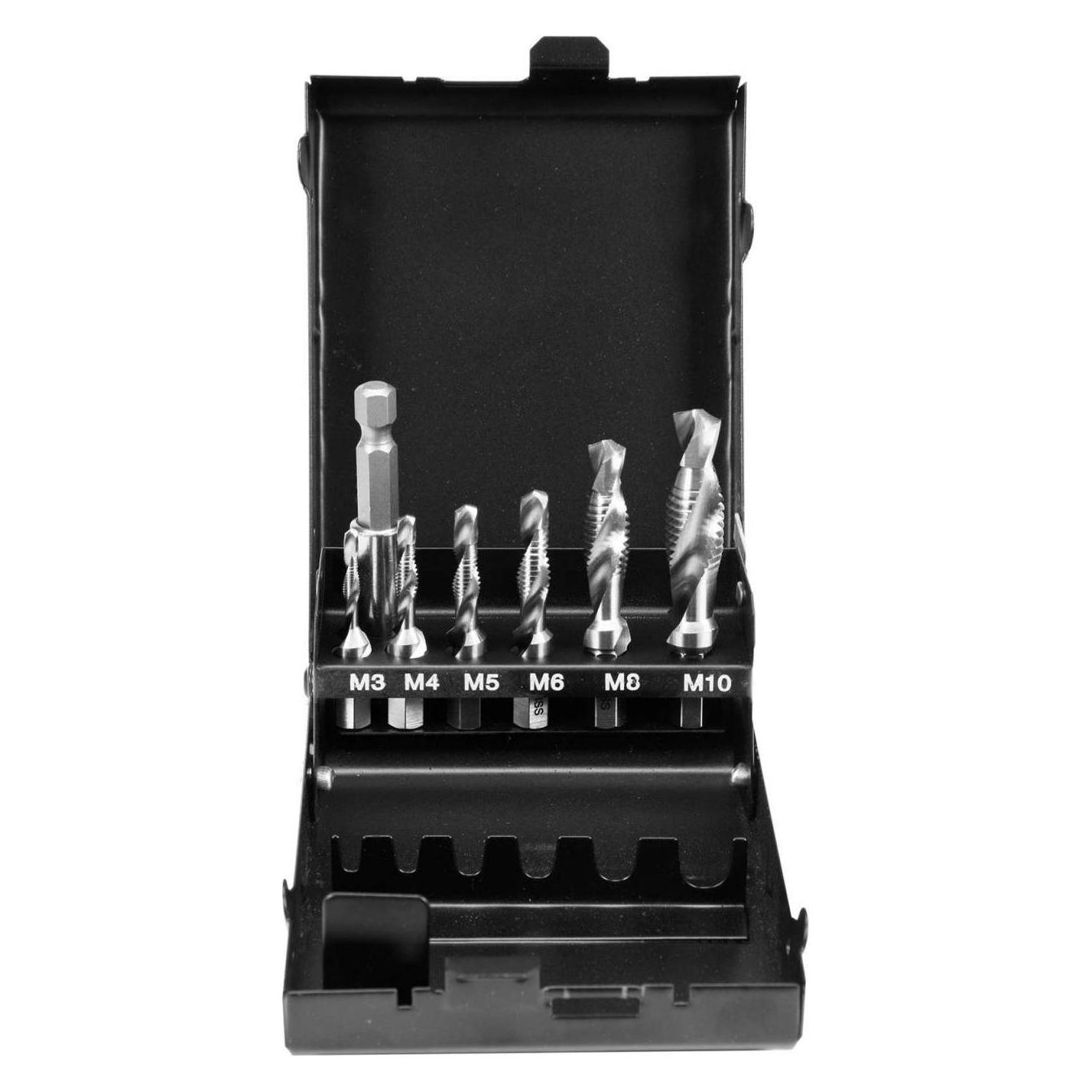 Yato YT-44849 Wasserhahn-Set, 7-teilig, Grössen: M3-M10, für mechanische und manuelle Einfädelung (YT-44849)