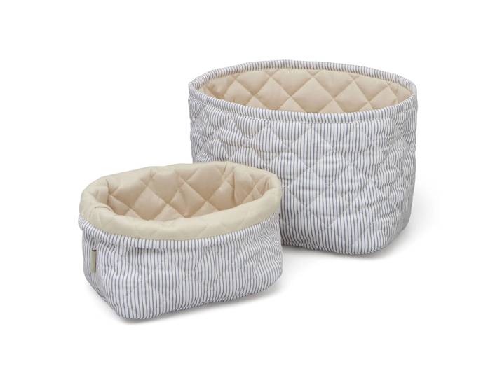 Cam Cam Copenhagen - Gesteppte Aufbewahrungskörbe, classic stripes blue / praline (2er-Set)