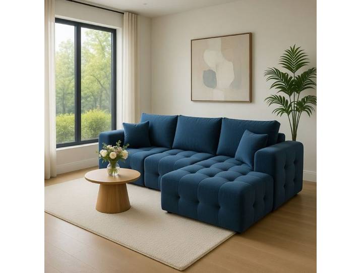 Canapé d'angle- Xylo- en chenille modulaire en L sans structure frei kombinierbar design près du sol