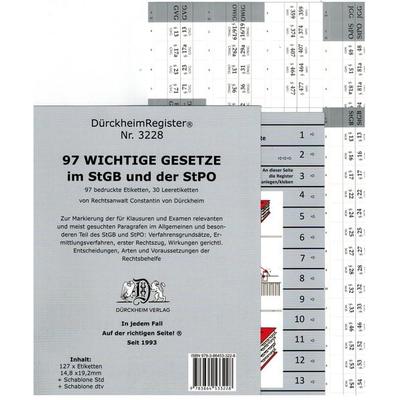 DürckheimRegister® StGB+StPO - 97 WICHTIGE §§ im Strafrecht u. Strafprozessrecht OHNE, Gebundene Ausgabe von Constantin Dürckheim, Dürckheim Verlag,
