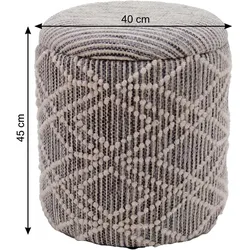 FineBuy, Hocker, Sitzhocker mit Stauraum Stoff 40cm Grau Stoffhocker Rund Polsterhocker Hocker