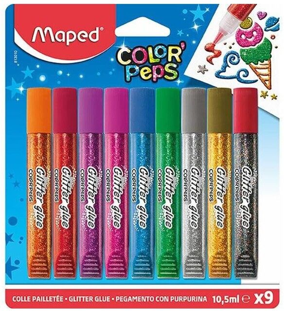 Blister 9 tubes de Glitter Glue Color'Peps - Maped