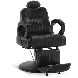 BarberPub Friseurstuhl mit Kopfstütze Kippbar, Friseureinrichtung mit Hydraulikpumpe 360° Drehbar, Bedienungsstuhl Friseurstühle Höhenverstellbar, Barber Stuhl Kunstleder 3851 (Schwarz)