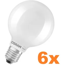 6er Sparpack OSRAM Superstar Plus E27 Globe LED Glühbirne in Kugelform dimmbar 11W wie 100W warmweiße Beleuchtung 2700K