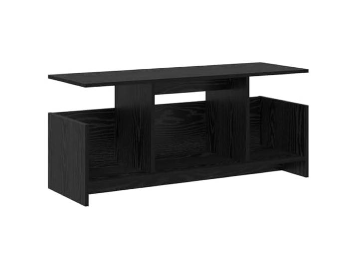 KUPTYERFG TV-Ständer Schwarz Eichen-Optik 102x35x45 cm Holzwerkstoff Kompakter Fernsehtisch für Schlafzimmer und Wohnraum mit offenen Fächern für Receiver, Spielekonsolen und Mediengeräte.