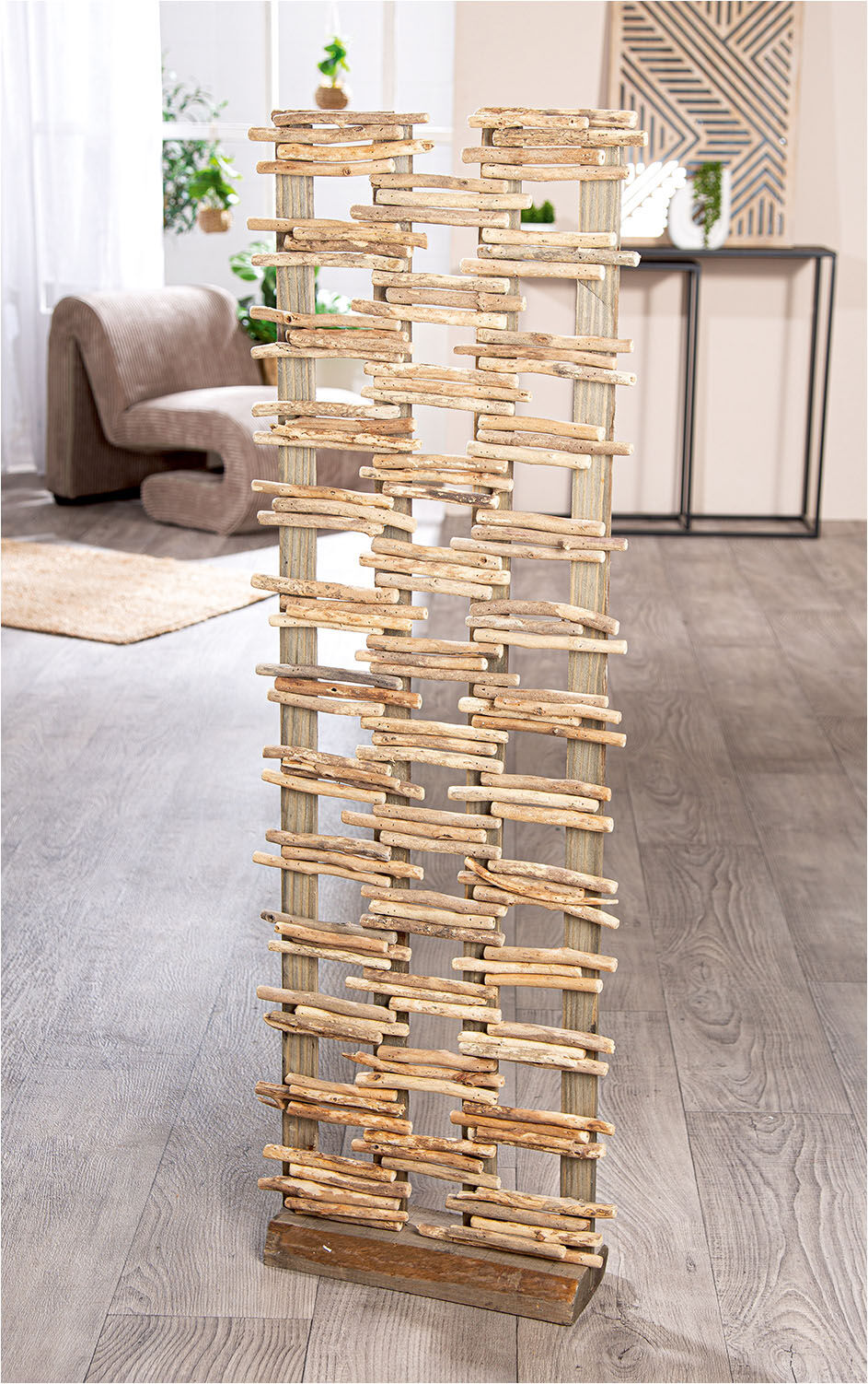 Skulptur GILDE "Standrelief Scenario", braun (naturfarben), B:38cm H:115cm T:12cm, Holzwerkstoff, Dekofiguren, Skulptur