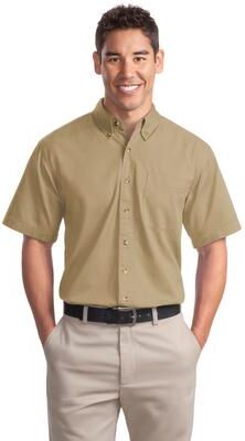 Port Authority S500T Short Sleeve Twill Shirt in Khaki size XS   Cotton