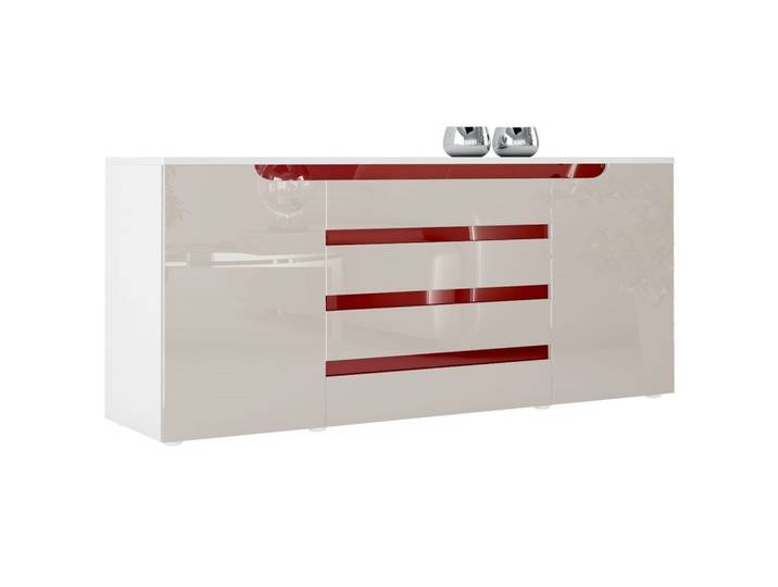 SIDEBOARD Sintra Sandgrau Hochglanz / Bordeaux Hochglanz
