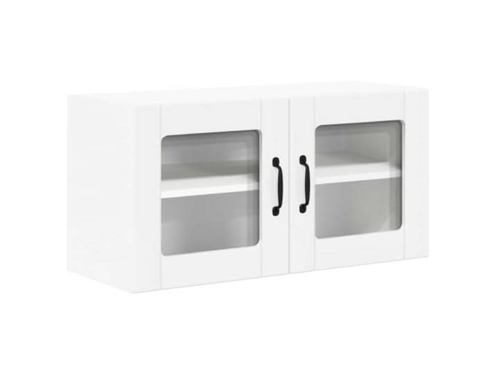 KGHFDVB Wandglas-Schrank 80 x 31 x 40 cm Lucca Weiß Holzwerkstoff Holzwerkstoff, 2 Türen und 2 Regale, bis 60 kg belastbar, für Küche und Vorratshaltung, Wandmontage