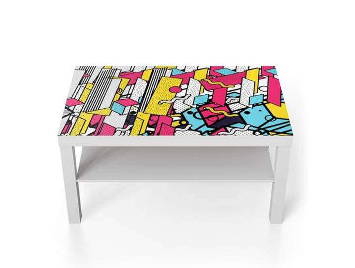 DEQORI Glastisch weiß groß 90x50 cm Motiv Energie in Farbe ausgefallener Beistelltisch aus Glas Hochglanz Couchtisch fürs Wohnzimmer moderner Couch Tisch mit Design