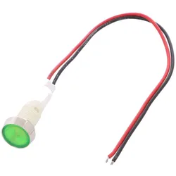 LED Signalleuchte, flach, 230V, Ø10mm, mit Leitungen - Farbe: grün