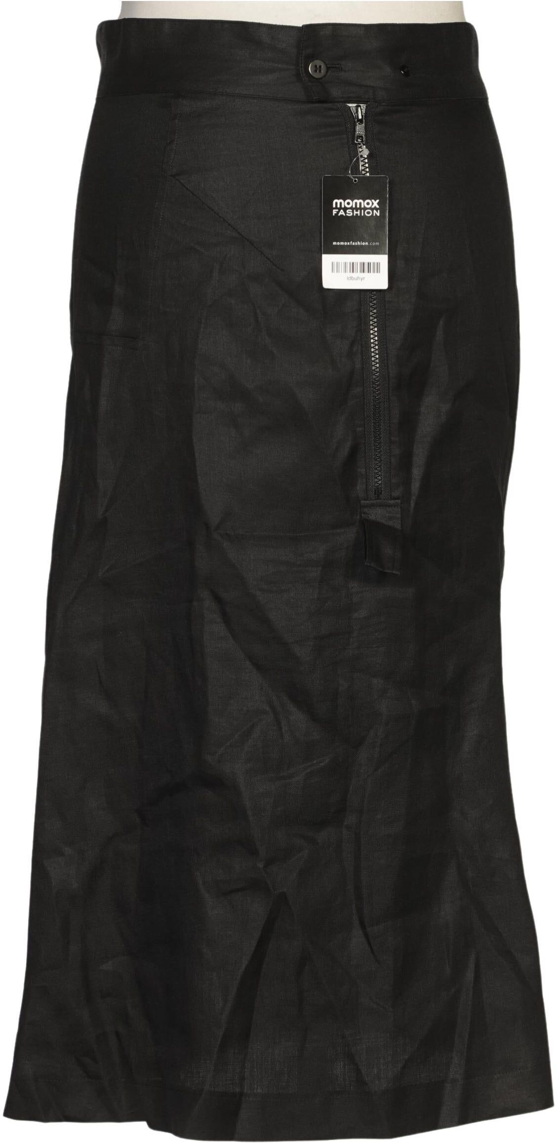 Yohji Yamamoto Damen Rock, Schwarz, Gr. L, Leinen - Second Hand