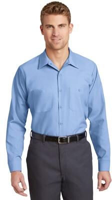 Red Kap SB12 Long Sleeve Striped Industrial Work Shirt in Light Blue size XLR   Polyester Blend CS10, SP10