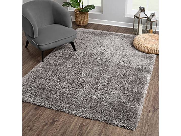SANAT Porto Shaggy Wohnzimmer Teppich - Hochflor Zottel-Teppiche für Wohnzimmer, Schlafzimmer, Küche, Flure, Kinderzimmer - Leicht Zu Reinigen, Superweich, Modern Teppich Dunkelgrau 80 x 150 cm