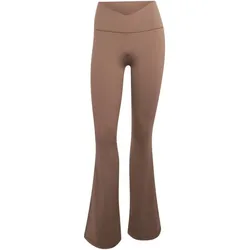 adidas 3-Streifen Studio All Me Flare X-Over Leggings Damen HY5045 - khaki six S