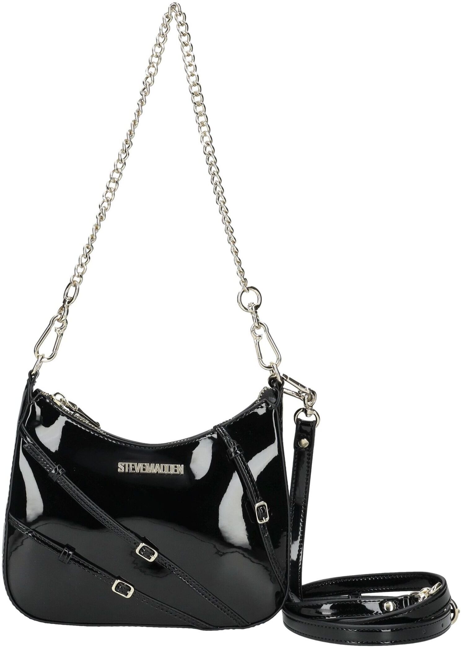 Umhängetasche STEVE MADDEN "STEVE MADDEN Taschen Lederimitat", Damen, Gr. onesize, schwarz (schwarz lack), Lederimitat, Taschen Umhängetasche